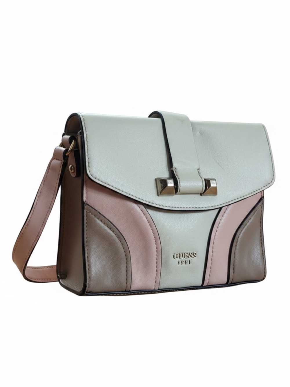 🤍✨ Vintage Guess 1981 Colorblock Crossbody Bag Blush/Cream EUC MSRP $98 ✨🤍